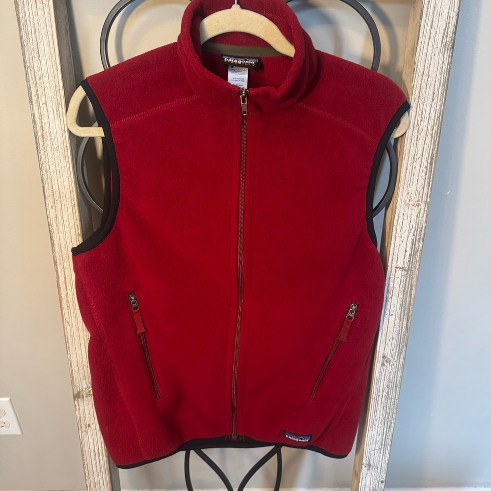 Patagonia Synchilla‎ Fleece Vest Red Full Zip Made In USA Men’s S Vintage